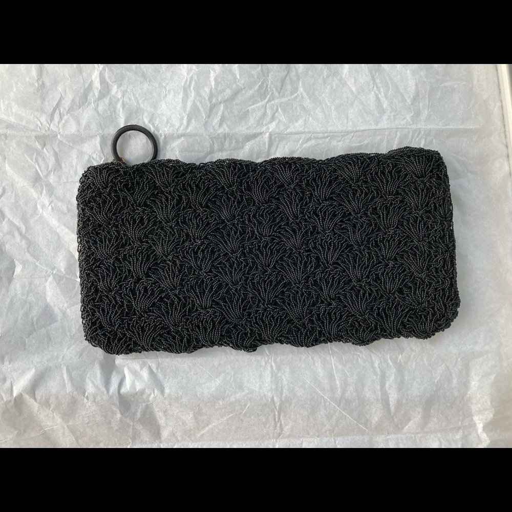 Vintage black beaded clutch